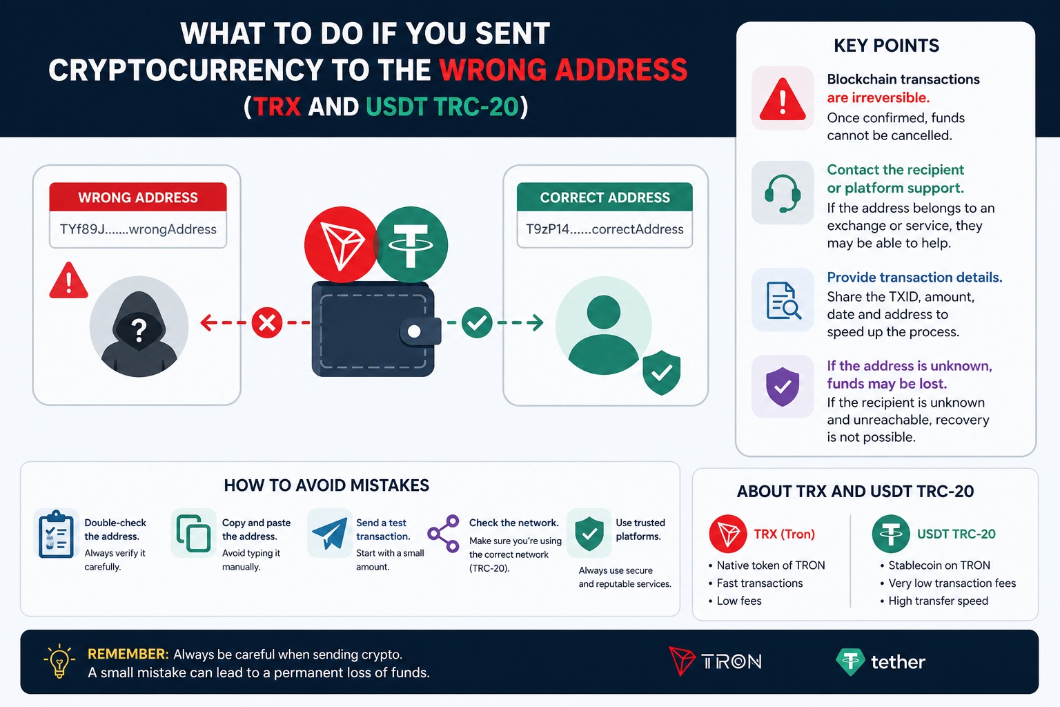 Отправили криптовалюту не туда: восстановление TRX и USDT TRC20