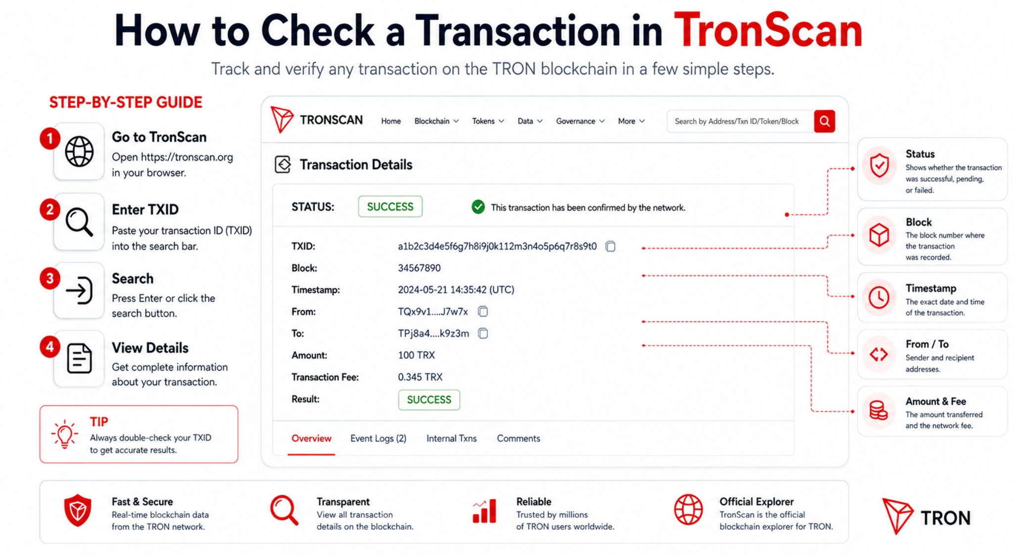 How to check TRON transactions using Tronscan blockchain explorer