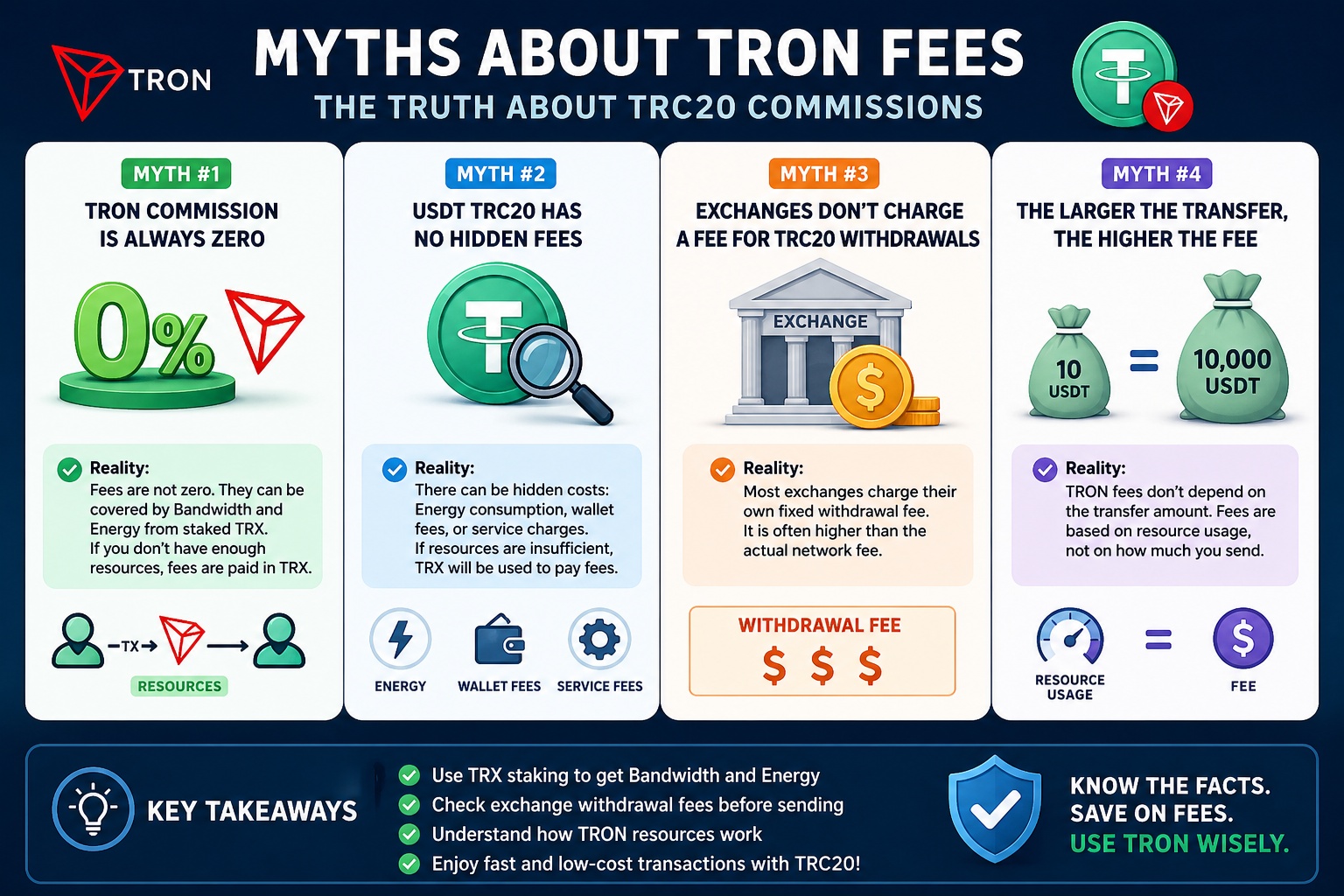 Мифы о комиссиях TRON и USDT TRC20 и реальные затраты