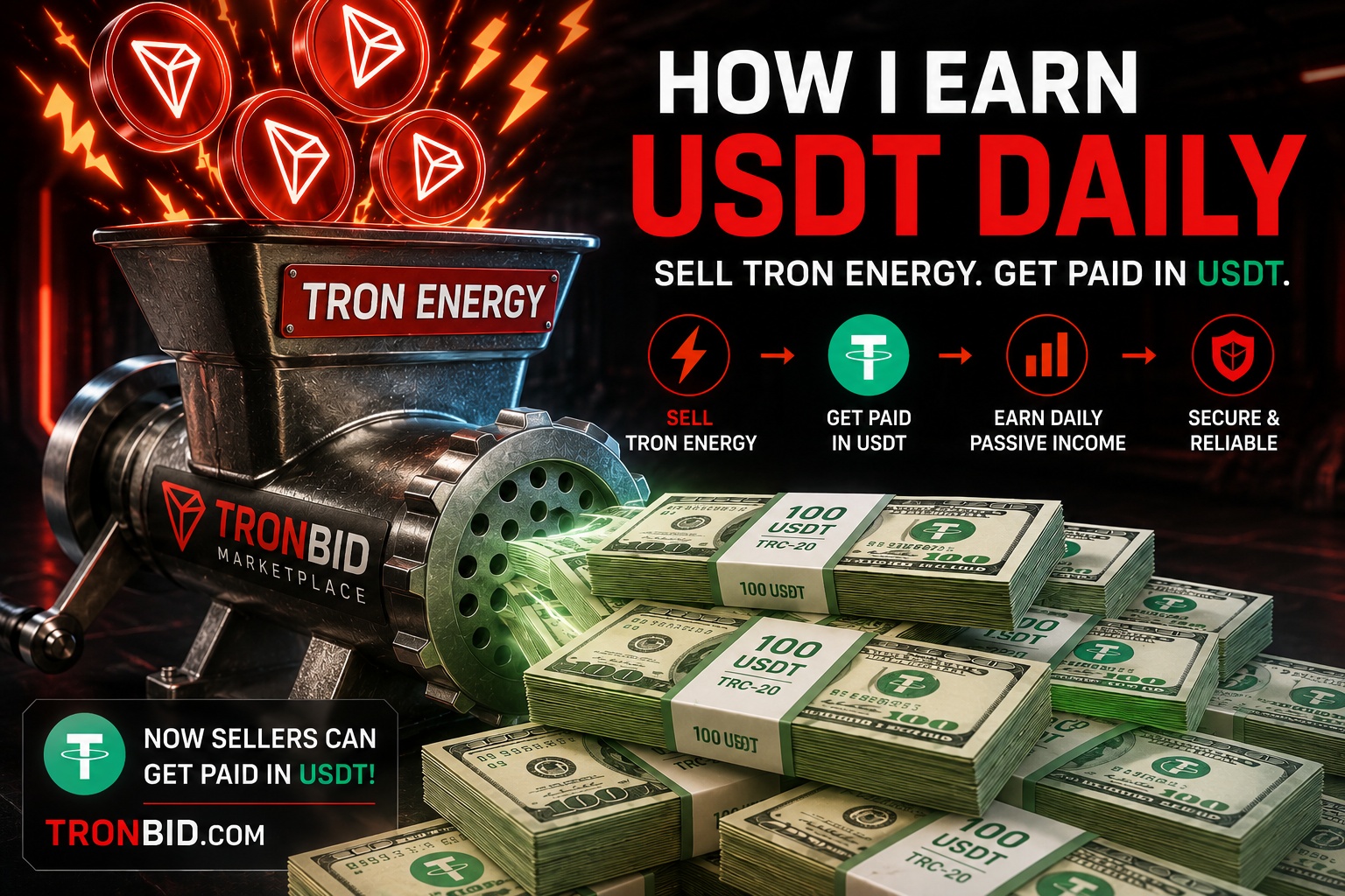 How to earn USDT daily by selling TRON energy using automated energy marketplace system